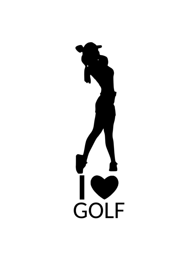 Samolepka silueta golfistky I love golf